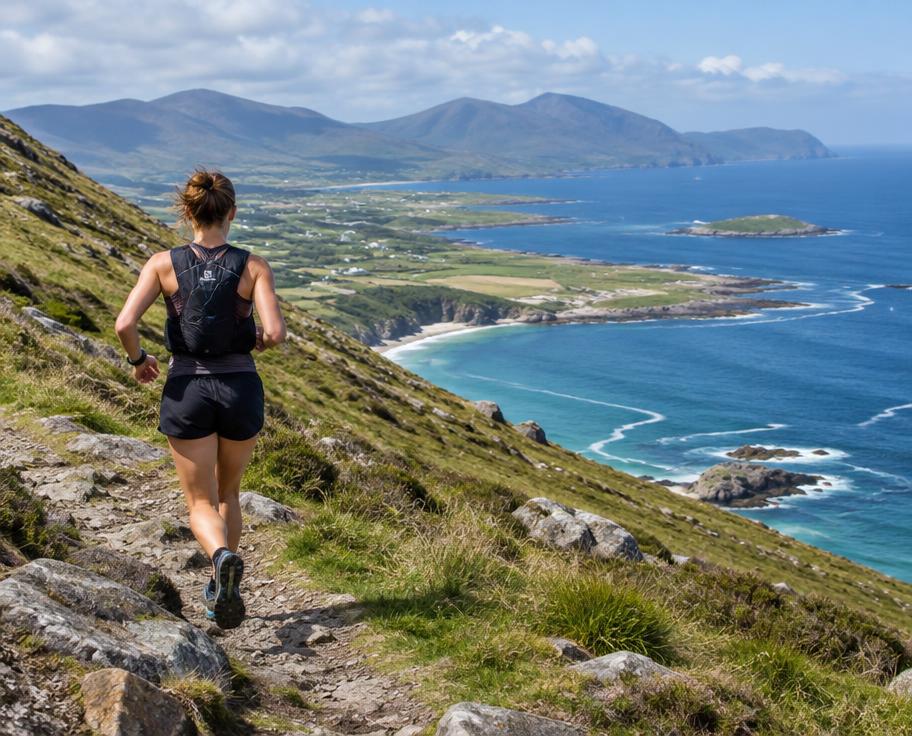 Trail runner on a coastal path